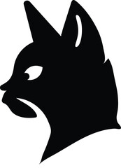 Stylized black silhouette of a fierce cat head profile
