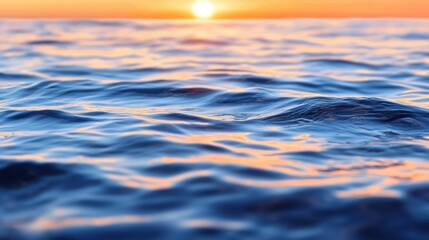 Obraz premium Sunset over a calm ocean, pastel reflections on water, soothing and meditative seascape