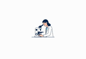 Illustration of a Scientist Observing Through a Microscope in a Laboratory with a Focus on Research and Scientific Exploration