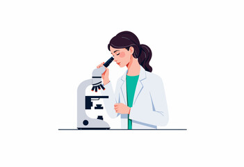 Scientist in White Lab Coat Observing Through Microscope in Laboratory Setting with Focus on Research and Scientific Study