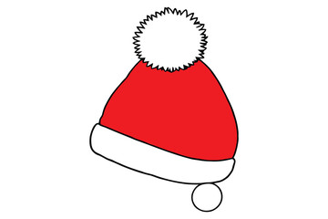 Classic santa hat with fluffy ball winter holiday accessory
