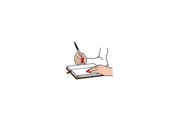 Illustration of a Hand Writing in a Notebook with a Pen Highlighting Creativity and Organization