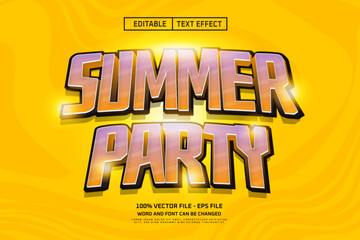 Editable Summer Party Text Effect with Orange Background