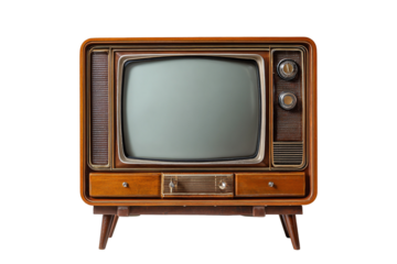 Classic vintage television set isolated on transparent background, a relic of the past
