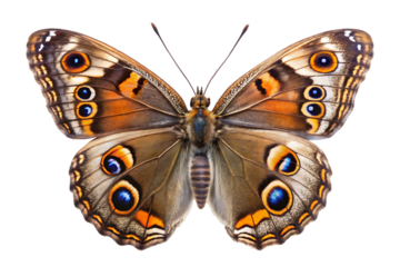 Common Buckeye Butterfly, with Eye Spots, cutout, PNG isolated on white or transparent background