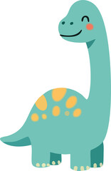 Cute Cartoon Dinosaur Illustration in Flat Style for Kids