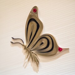 Animal Silhouette Quilling Concept. Decorative butterfly art made from layered paper strips.