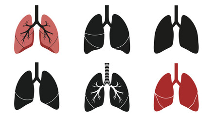 Illustration depicting healthy and unhealthy human lungs in varying stages