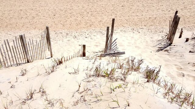 A slow pan up to reveal a large big blue ocean with gorgeous sand sunny beach