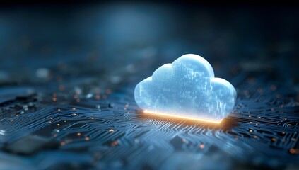 Digital Cloud Symbol on Circuit Board Background