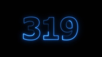 Abstract beautiful blue neon 329 number illustration background. Glowing neon countdown number icon background 4k.