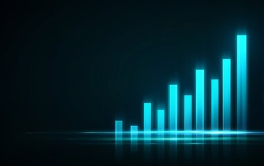 Abstract blue bar graph on dark background