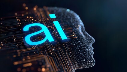 Artificial Intelligence Concept with Circuitry and Human Profile