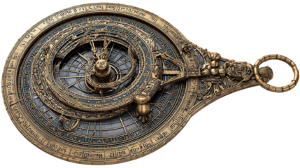 Astrolabe pointer piece background isolated on a Transparent background, PNG file.