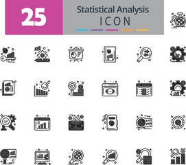 Statistical Analysis Icon Set - Data, Chart, Graph, Analytics, Business Infographic Vector.