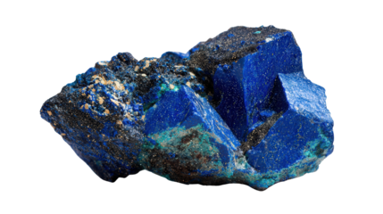 Azurite fragment background isolated on a Transparent background, PNG file.
