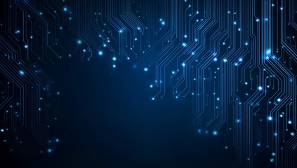 Abstract Circuit Board Background with Blue Lights