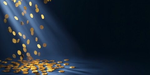 Falling Gold Coins with Light Rays