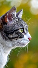 Close-up profile of a tabby cat