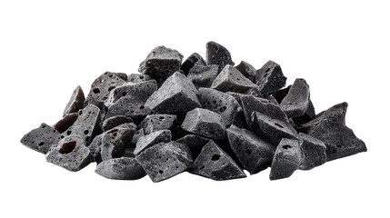 Basalt chip background isolated on a Transparent background, PNG file.