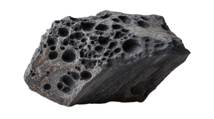 Basalt fragment background isolated on a Transparent background, PNG file.