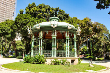 Metal bandstand in Batista Campos Square in the center of Belém, capital of the state of Pará, in northern Brazil. © Fernando de Jesus