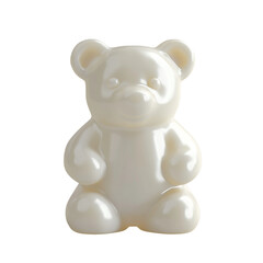 White pearl teddy bear isolated on transparent background, cute and adorable toy