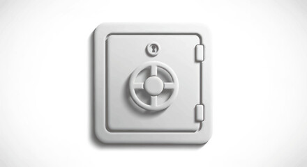 White Safe Icon with Rounded Edges and Combination Lock.