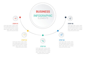 Circular layout diagram infographic element template , business data visualization, abstract elements of graph infographic template, flowchart, steps, parts, timeline infographics