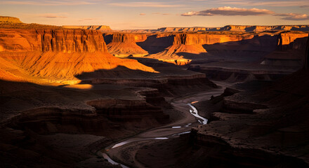 Canyon landscape at sunset