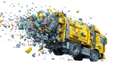 A heavy-duty dump truck transporting gravel with realistic detailing, rugged tires, and industrial design on white background