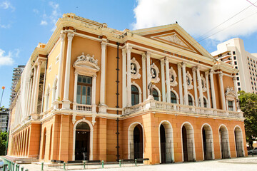 Fototapeta premium Theater of Peace, a Brazilian theater in the neoclassical style, located in Praça da República in the city of Belém, state of Pará, northern Brazil