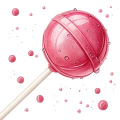 Pink Lollipop Delight Bubbles and Sweetness, Candy , Illustration