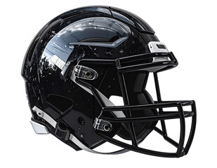 Modern Black Football Helmet with Glossy Finish and Detailed Design
