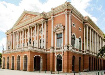Theater of Peace, a Brazilian theater in the neoclassical style, located in Pra&ccedil;a da Rep&uacute;blica in the city of Bel&eacute;m, state of Par&aacute;, northern Brazil