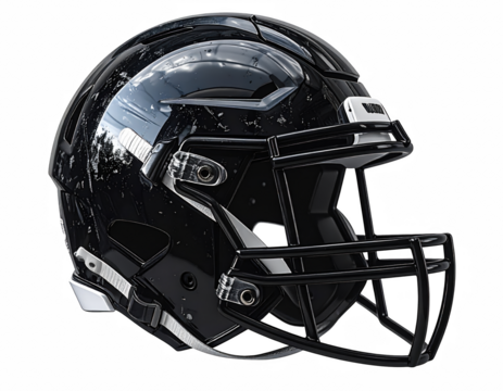 Modern Black Football Helmet with Glossy Finish and Detailed Design