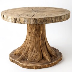 Rustic Tree Trunk Table Raw Wood Texture and Round Top, wood furniture , table design