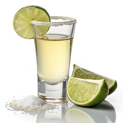 Shot of Gold with Lime and Salt Fiesta Spirit , Cocktail