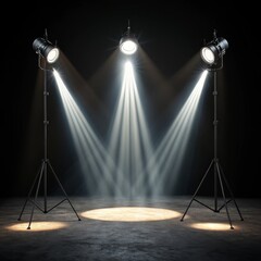 Three Spotlight Illumination Dramatic Stage Lighting with Beam Effect , Stage, Lights