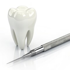 Tooth Anatomy 3D Render of a Healthy Molar with Dental Probe, Dentalcare ,Hygiene