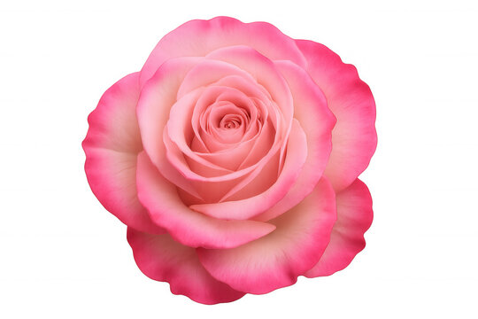 Blooming two-tone pink rose showing delicate petals, symbolizing love, beauty, softness, and romance. Transparent background
