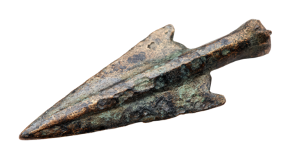 Bronze arrowhead background isolated on a Transparent background, PNG file.