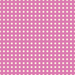A seamless vector pattern featuring cream polka dots on a berry pink grid background. Ideal for packaging, textile designs, and soft-themed visuals.