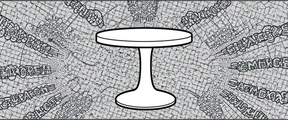 Pop Art Inspired Round Accent Table with Black Contours and Invisible Backdrop for Graphic Designs