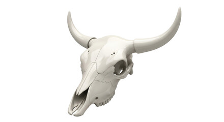 Isolated bull skull with curved horns animal skeleton head dead wild west cowboy