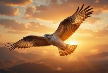 Detailed Falcon Wings  Intricate Feathering Against a Sunlit Sky