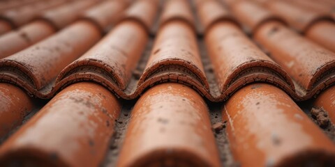 Blurred Terracotta Tiles  Orange Tones and Subtle Patterns, Suggesting Mediterranean Style and Aged Charm