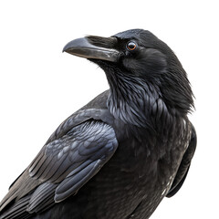 Fototapeta premium Raven's Gaze: An alluring close-up of a majestic raven. This image exudes mystery.