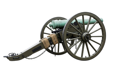 Fototapeta premium Civil War era Napoleon pounder smoothbore field gun in photorealistic rendering, highlighting historical military artillery