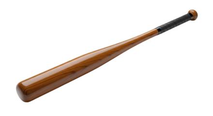 Brown wooden baseball bat isolated PNG with Transparent Background